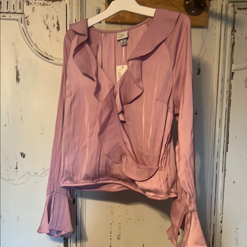 A New Day Pink Ruffled Sailor Collar Blouse